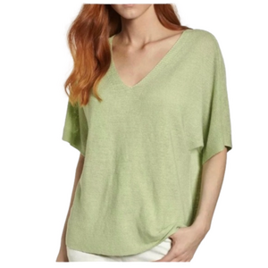 Eileen Fisher Green V-Neck Sweater Soft Knit